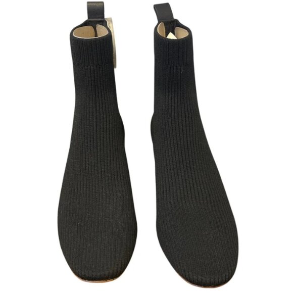 NEW Everlane Chelsea Black Ribbed Knit Ankle Boots Block Heels 9 - Picture 2 of 11